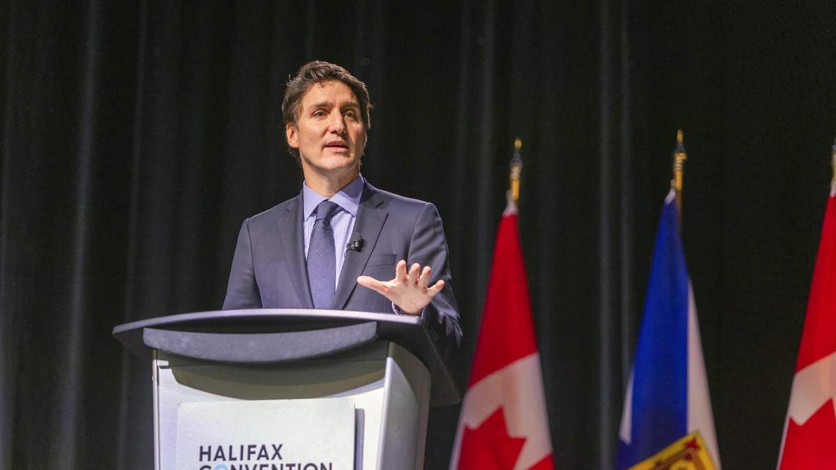 El primer ministro de Canadá, Justin Trudeau, este lunes en un evento de la Cámara de Comercio de Halifax