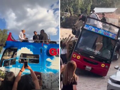 Captan accidente de Turibús en el que iba Santa Fe Klan en Guanajuato (Video)