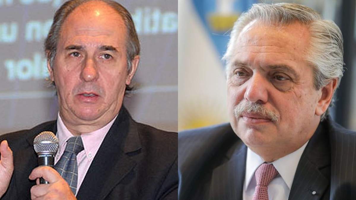 Jorge Lapeña, presidente del IAE Mosconi, y Alberto Fernández, presidente de la Nación. Fuente: (Twitter)