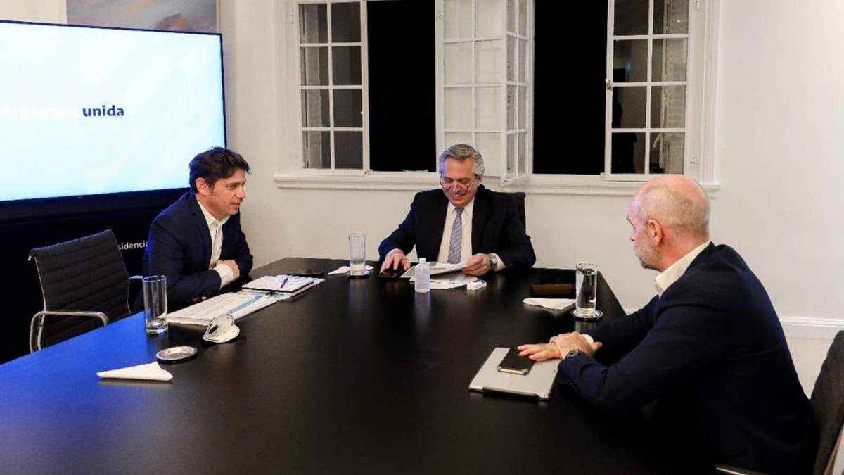 Axel Kicillof, Alberto Fernández y Horacio Rodríguez Larreta. Fuente: (Twitter)