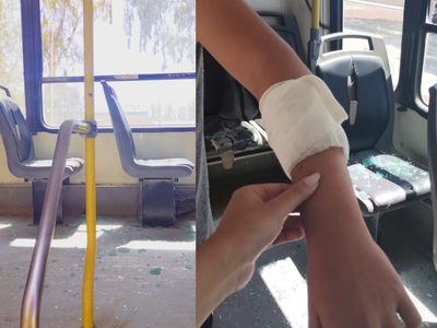 Un adolescente resultó herido luego de que un piedrazo rompió un vidrio de un colectivo