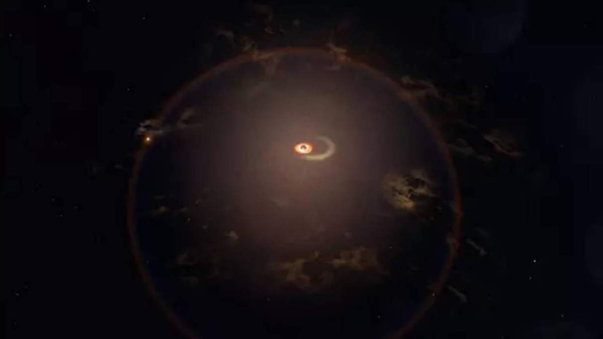 Recreación de la galaxia activa que registra erupciones regularmente cada 114 días