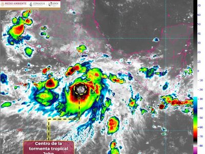 Se forma la tormenta tropical John y amenazan más ciclones; lluvias torrenciales de lunes a jueves