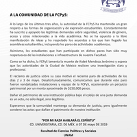 FCPyS denuncia daño patrimonial por $250 mil tras protestas por asesinato de Aideé