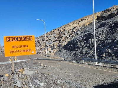Comenzó un estudio en el cerro de la Virgen para determinar si se puede volver a usar el tramo derrumbado de la ruta 43