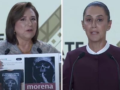 Xóchitl exhibe gráfico de la “Santa Muerte”; Sheinbaum señala “narcogobierno” de Calderón