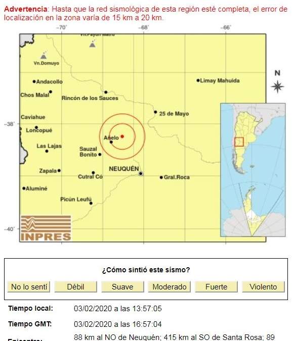 Sismo en Añelo Fuente: (Twitter)