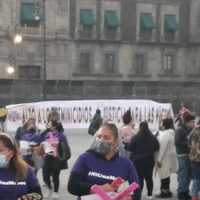 Mujeres perredistas protestan contra los feminicidios frente a Palacio Nacional
