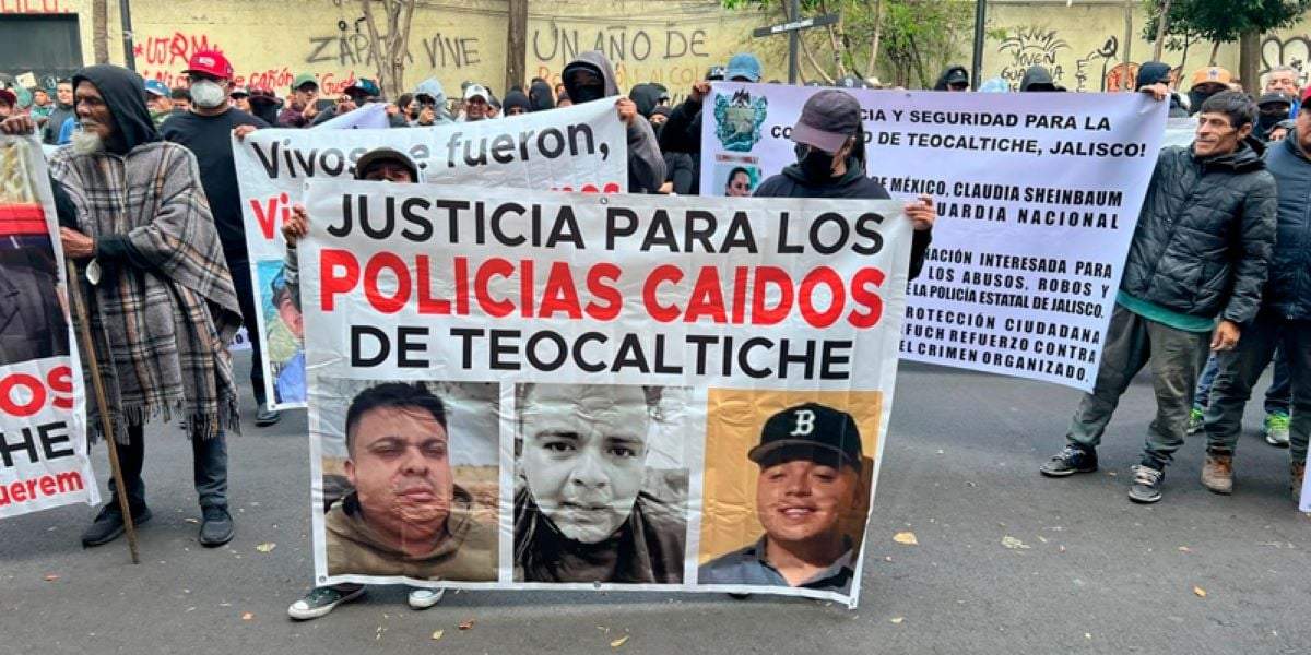Protesta por el caso de los policías desaparecidos en Teocaltiche
