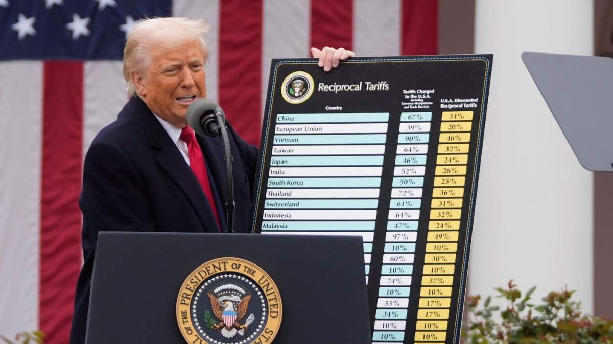 El presidente Donald Trump durante un evento para anunciar nuevos aranceles, el 2 de abril