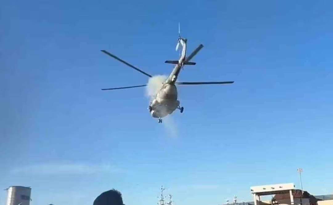 Helicóptero de la Marina aterriza de emergencia en Mazatlán tras presentar falla en motor