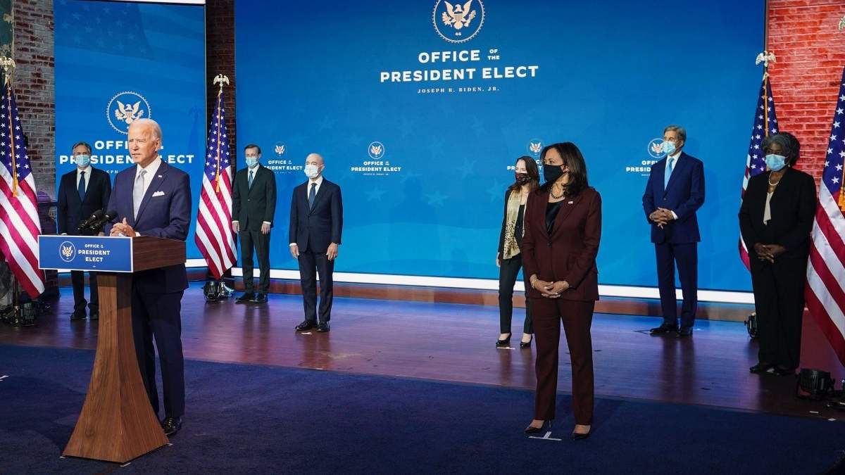 Joe Biden durante la presentación de parte de su futuro equipo de trabajo.