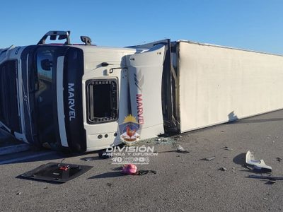 Volcó un camión con patente de Brasil mientras circulaba por la Autovía Norte