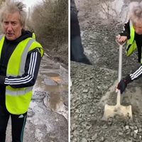 Pala en mano, Rod Stewart tapa baches cerca de su casa para que pase su Ferrari (Video)