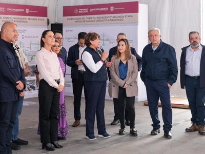 AMLO y Sheinbaum hacen gira por el Valle de México y supervisan obra del Trolebús Elevado