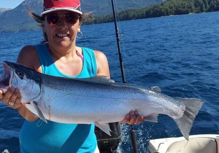 Trucha Arcoiris pescada en la isla Menéndez Fuente: (Twitter)