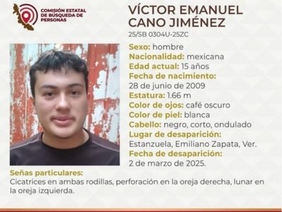Víctor, estudiante de 15 años, aparece sin vida tras ser reportado desaparecido en Veracruz
