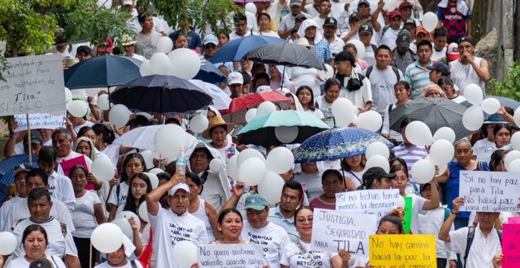 Desplazados de Tila marchan en Chiapas para exigir paz