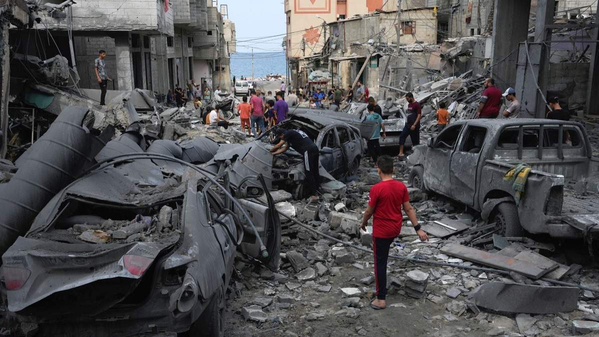 Zona destruida en la Franja de Gaza por ataque Israelí