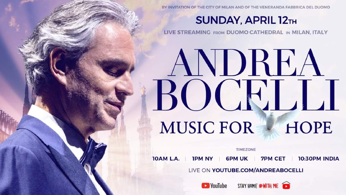 Andrea Bocelli. "Music for hope". Fuente: (Instagram)