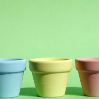 Con una esterilla vieja y palos de escoba, transformá esas macetas de plástico en elementos chic de decoración