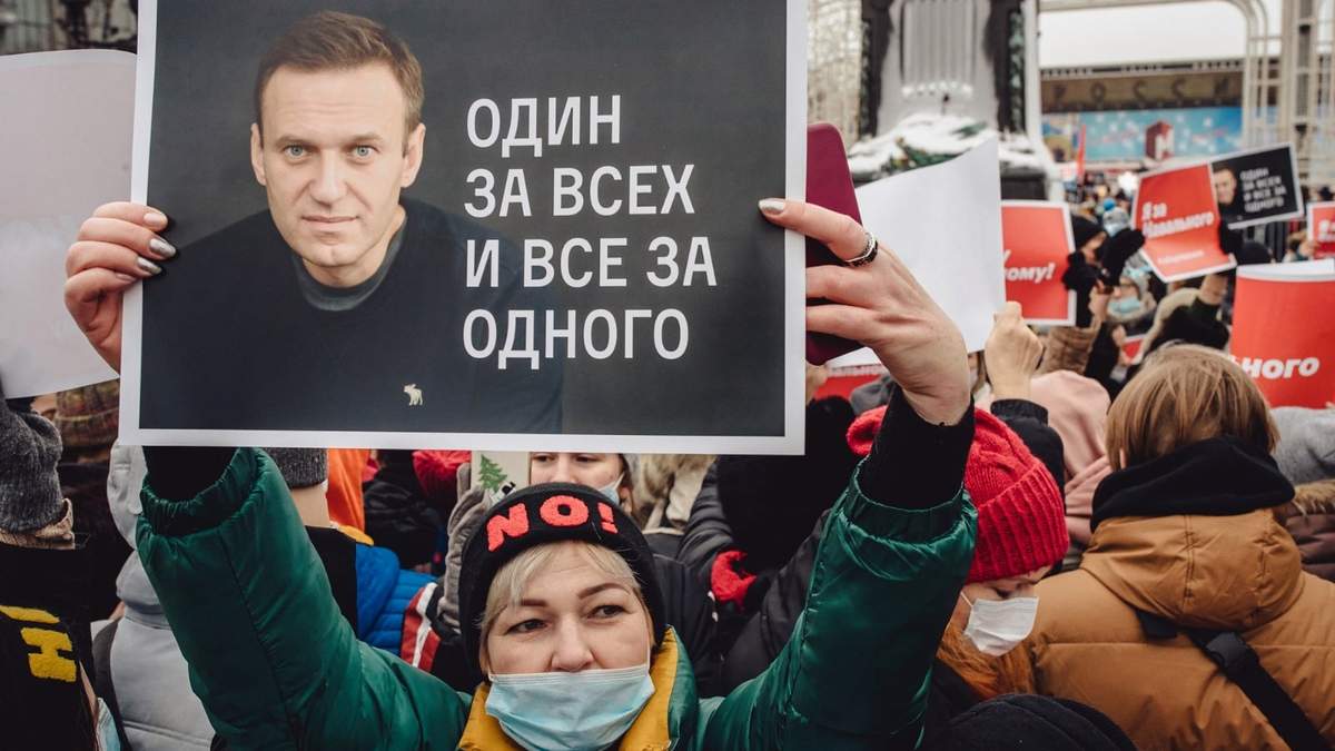 Protesta pro liberación de Alexei Navalny, líder de la oposición rusa. Fuente: (Twitter)