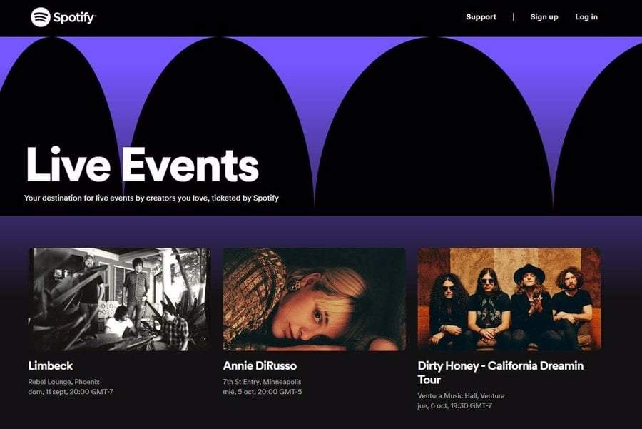 Venta de boletos mediante Spotify
