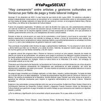 Artistas veracruzanos exigen a la Secretaría de Cultura pagos pendientes