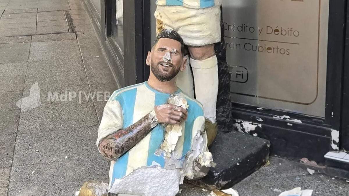 Nuevamente la estatua de este bar marplatense apareció destrozada