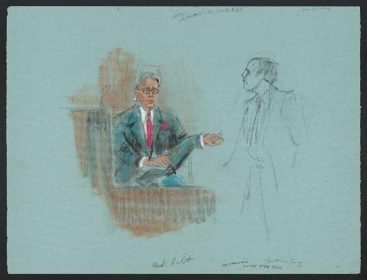 Felt durante el juicio de Watergate de John N. Mitchell y Maurice H. Stans
