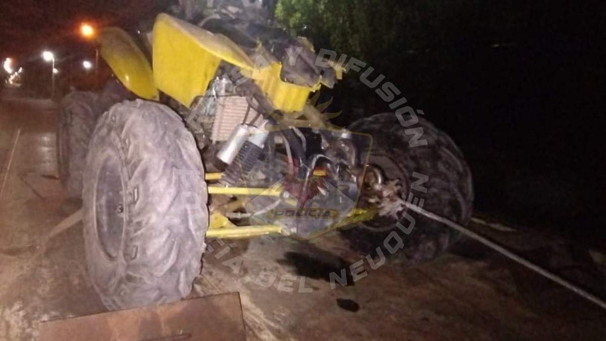 El cuatriciclo que conducía la víctima fatal. Fuente (Policía de Neuquén)
