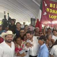 Andy López Beltrán evita a la prensa en Tabasco durante el acto convocado por Sheinbaum