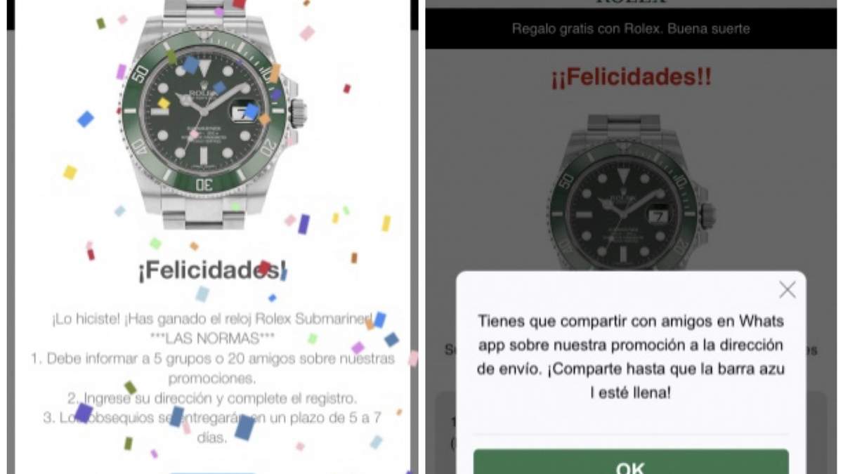 Imágenes del fraude en la aplicación de mensajería