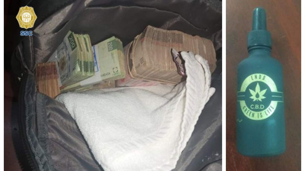 El dinero y el frasco con extracto de mariguana que les hallaron
